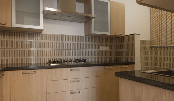 Purva Heron kitchen with granite counter and utility area